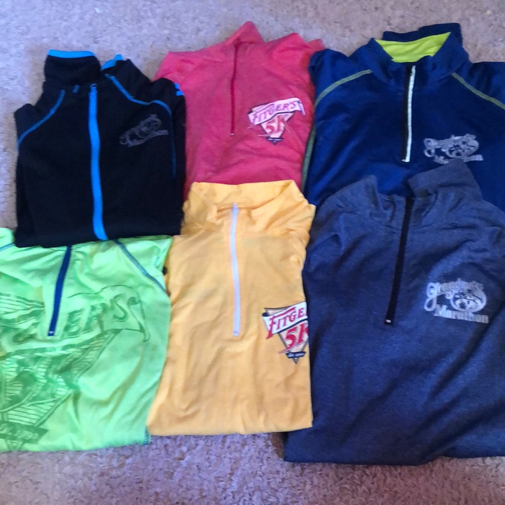 Varies 5k and grandmas marathon quarter zips!